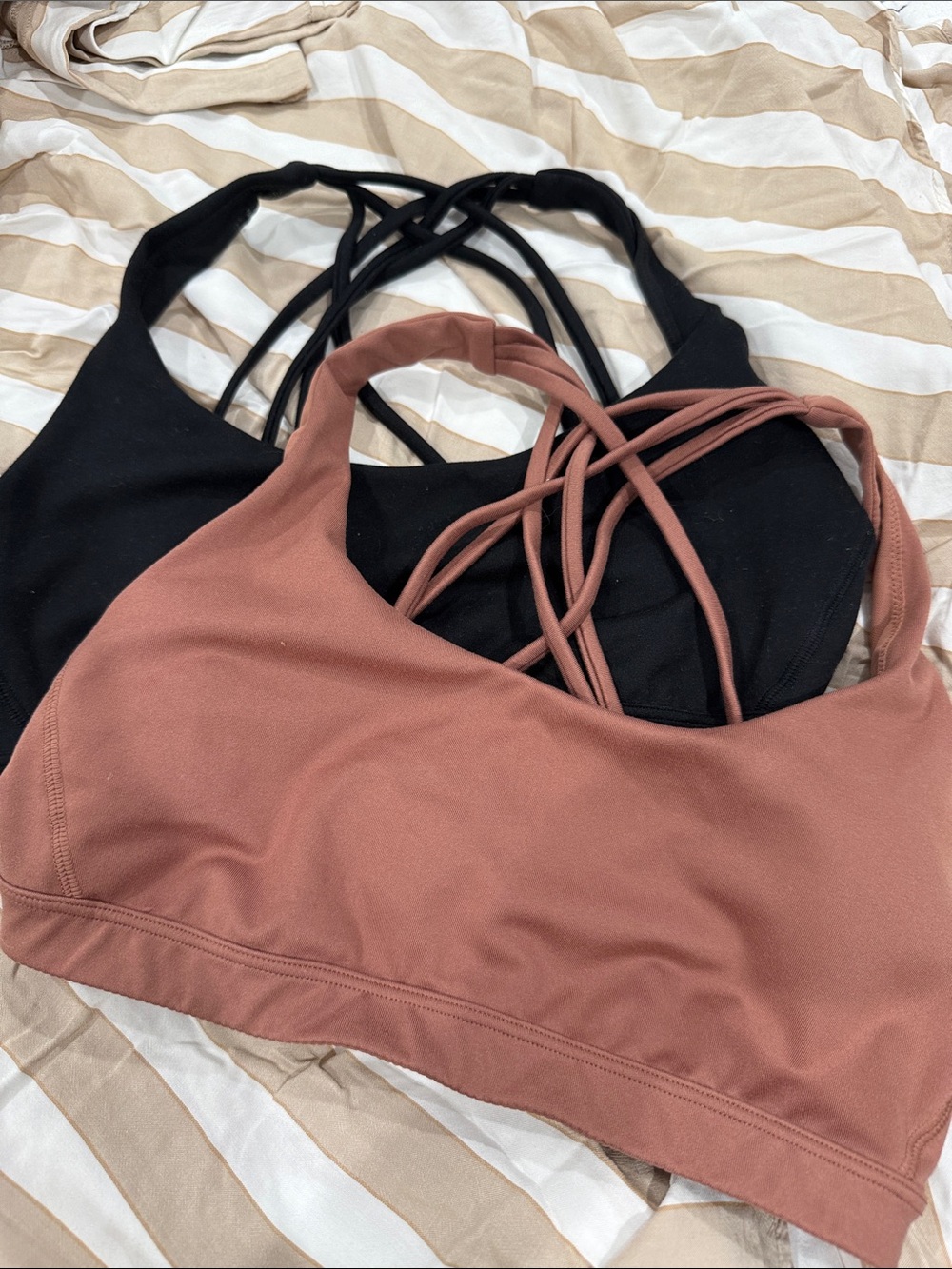 Victoria Secrets Women’s Strappy Sport Bras - Black & Terracota Size S
